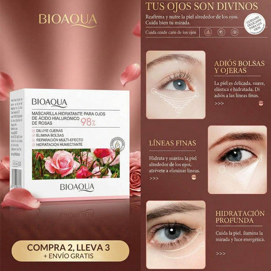 x60 PARCHES BIOAQUA ROSE 🌹 CONTORNO DE OJOS