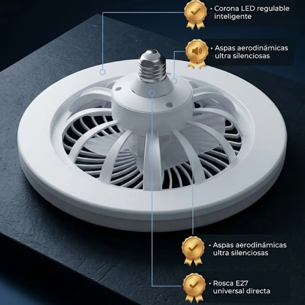 Bombillo Ventilador LED + Control 𖣘