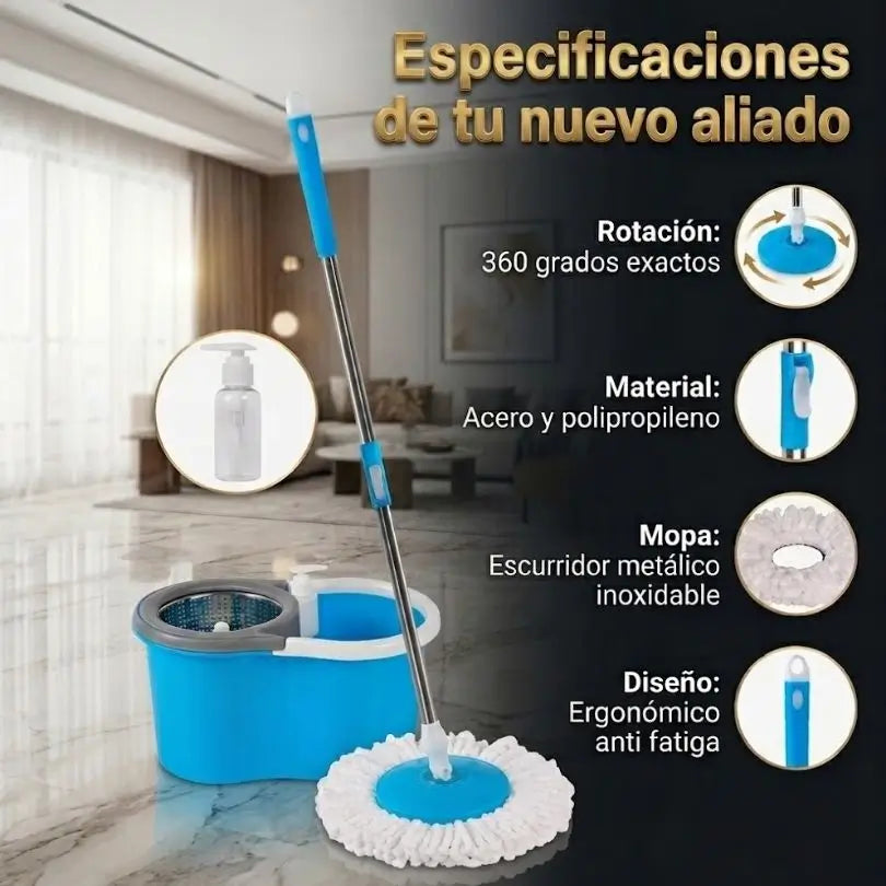 Trapero con Balde Escurridor Automático 🌀 360°