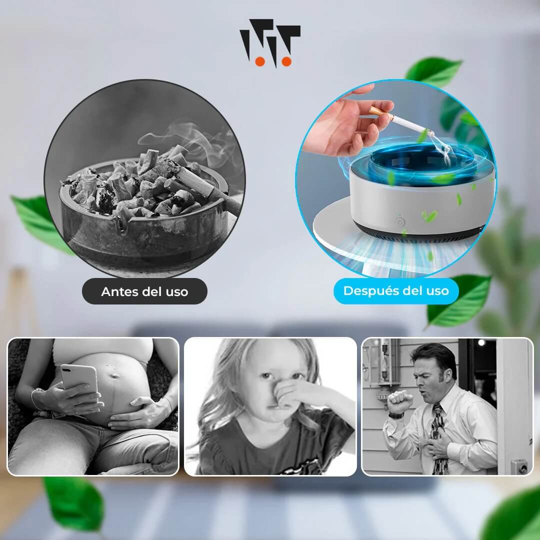 Cenicero Purificador de Aire con Filtro Activo 🌬️