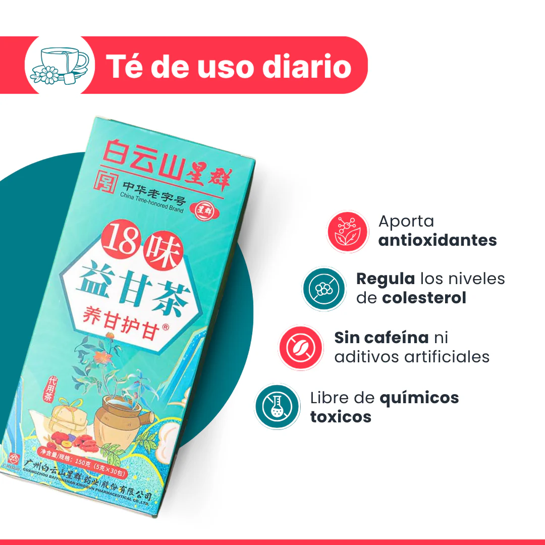 Té Hepático 18 Hierbas Chinas x 30 sobres – Nutrición y Bienestar Natural 🍵